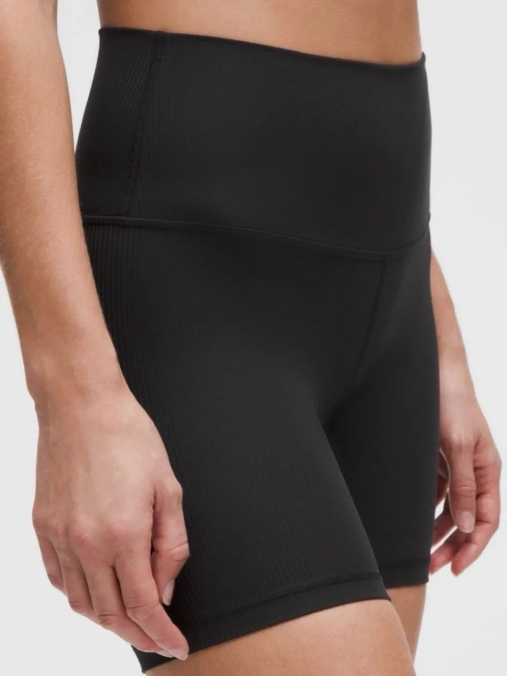 Lululemon Align Ribbed High Rise Short 6 Inch Black Size 6 Nulu Four Way Stretch